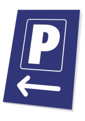 Tabliczka parking, strzałka w lewo