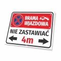 Tabliczka parkingowa: Nie zastawiać, z polem na szerokość bramy, brama wjazdowa