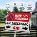 Tabliczka parkingowa: Nie zastawiać, z polem na szerokość bramy, brama wjazdowa