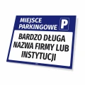 Tabliczka parkingowa: Miejsce parkingowe, z polem na nazwę firmy
