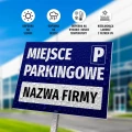 Tabliczka parkingowa: Miejsce parkingowe, z polem na nazwę firmy