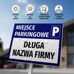 Tabliczka parkingowa: Miejsce parkingowe, z polem na nazwę firmy