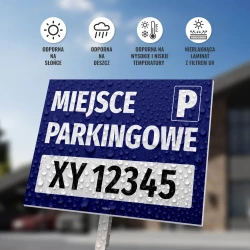 Tabliczka parkingowa: Miejsce parkingowe z polem na nr rejestracyjny pojazdu