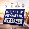 Tabliczka parkingowa: Miejsce prywatne, z polem na nr rejestracyjny pojazdu