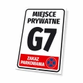 Tabliczka parkingowa: Miejsce prywatne, zakaz parkowania, z numerem, oznaczeniem