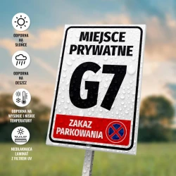 Tabliczka parkingowa: Miejsce prywatne, zakaz parkowania, z numerem, oznaczeniem