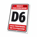 Tabliczka parkingowa: Miejsce zarezerwowane z polem na numer, literę, oznaczenie