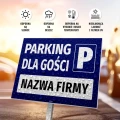 Tabliczka parkingowa: Parking dla gości, z polem na nazwę firmy, sklepu, instytucji
