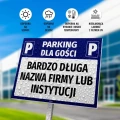 Tabliczka parkingowa: Parking dla gości, z polem na nazwę firmy, sklepu, instytucji