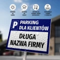Tabliczka parkingowa: Parking dla klientów, z polem na nazwę firmy, sklepu, instytucji