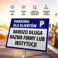 Tabliczka parkingowa: Parking dla klientów, z polem na nazwę firmy, sklepu, instytucji