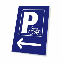 Tabliczka parkingowa: Parking dla rowerów, strzałka w lewo