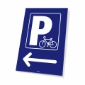 Tabliczka parkingowa: Parking dla rowerów, strzałka w lewo
