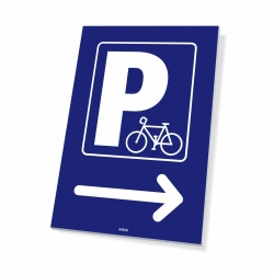 Tabliczka parkingowa: Parking dla rowerów, strzałka w prawo