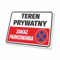 Tabliczka parkingowa: Teren prywatny, zakaz parkowania