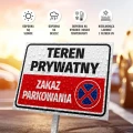 Tabliczka parkingowa: Teren prywatny, zakaz parkowania