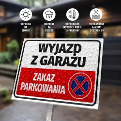 Tabliczka parkingowa: Wyjazd z garażu, zakaz parkowania