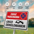 Tabliczka parkingowa: Zakaz parkowania, grozi odholowaniem