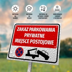 Tabliczka parkingowa: Zakaz parkowania, prywatne miejsce postojowe