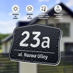 Tabliczka na dom adresowa z numerem, ulicą