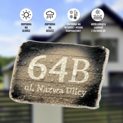 Tabliczka na dom z nazwą ulicy i numerem posesji