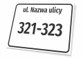 Tabliczka adresowa na budynek: ulica, numer
