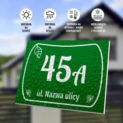 Tabliczka adresowa na budynek: z numerem, ulicą