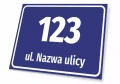 Tabliczka adresowa na budynek: z ulicą, numerem domu