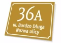 Tabliczka adresowa na dom: numer posesji, nazwa ulicy