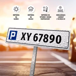 Tabliczka parkingowa: tablica rejestracyjna