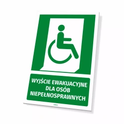 Tabliczka informacyjna: wyjście ewakuacyjne dla osób niepełnosprawnych
