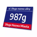 Tabliczka na budynek: z miastem, ulicą, numerem