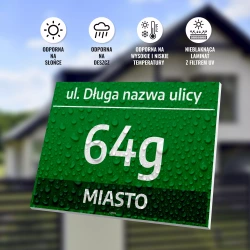 Tabliczka na dom: ulica, numer, miejscowość