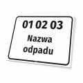 Tabliczka na kosz z numerem i kodem odpadu