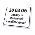 Tabliczka na kosz z numerem i kodem odpadu