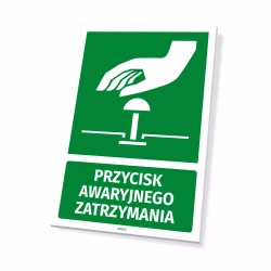 Tabliczka: przycisk awaryjnego zatrzymania
