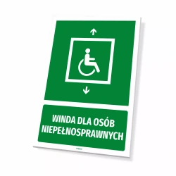 Tabliczka: winda dla osób niepełnosprawnych
