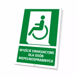 Tabliczka: wyjście ewakuacyjne dla osób niepełnosprawnych
