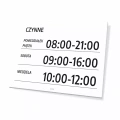 Tabliczka: czynne z podaniem dni i godzin