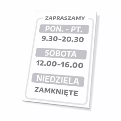 Tabliczka dla gastronomii, handlu - zapraszamy z personalizacją dni i godzin
