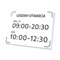 Tabliczka: godziny, dni otwarcia dla sklepu, biura, placówki