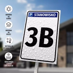 Tabliczka na parking - stanowisko z oznaczeniem, numerem