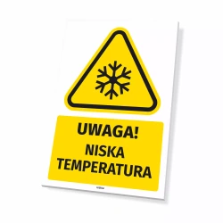 Tabliczka: Uwaga! Niska temperatura