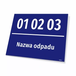 Tabliczka: kod i nazwa odpadu BDO