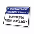 Tabliczka: Miejsca parkingowe mieszkańców wspólnoty z nazwą