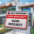 Tabliczka: Zakaz parkowania teren wspólnoty z nazwą