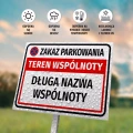 Tabliczka: Zakaz parkowania teren wspólnoty z nazwą