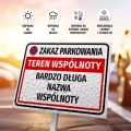 Tabliczka: Zakaz parkowania teren wspólnoty z nazwą