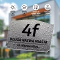 Tabliczka adresowa z ulicą, numerem, miastem
