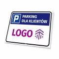 Tabliczka: Parking dla klientów z logotypem firmy, instytucji, placówki